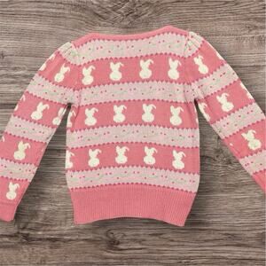 Vintage Pink Bunny Rabbit Puff Tail Sweater Susan Bristol Fair Isle XS
